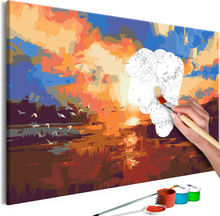 DIY lærred maleri - Sunset on the Lake 60 x 40 cm