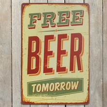 Emaljeskilt Free Beer Tomorrow