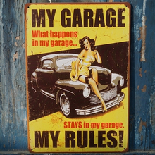 Emaljeskilt My garage my rules