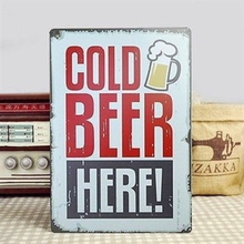 Emaljeskilt Cold Beer Here!