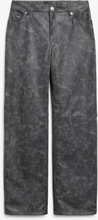 Mid waist straight leg faux leather trousers - Grey