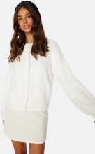 BUBBLEROOM Fluffy Knitted Pearl Cardigan Offwhite L