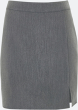 Jackie kjol med slits - Melerad grå