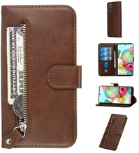 Zipper Pocket Wallet Stand Flip Læder Mobiltelefon Cover til Samsung Galaxy A71