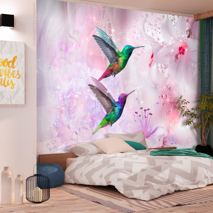 Fototapet - Colourful Hummingbirds (Purple) - 200 x 140 cm