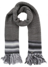 Tørklæde strikket med frynser damer akrylgrå one-size