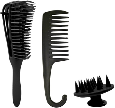 Travel Home Hairdressing Comb Set Massage Comb Shampoo With Big Teeth And Smooth Hair Comb(Black)