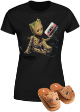 Marvel Guardians Of The Galaxy Groot T-Shirt & Slippers Bundle - L/XL Slippers - Damen - XL