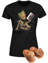 Marvel Guardians Of The Galaxy Groot T-Shirt & Slippers Bundle - L/XL Slippers - Women's - XL