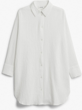 Oversized button up shirt dress - White