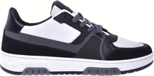 Low-top trainers in black land white leather and fabric
