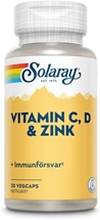 Solaray Vitamin C, D & Zink 30 kapsler