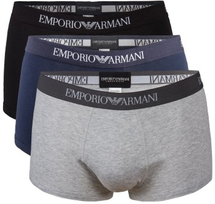Armani Pure Cotton Trunks 3P Grau/Blau Baumwolle X-Large Herren