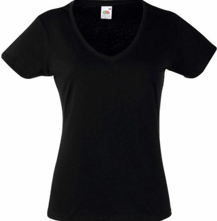 Fruit of the Loom Lady Fit Valueweight V-neck T Sort bomuld Medium Dame