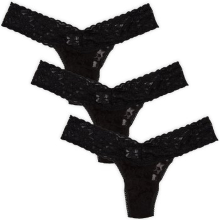Hanky Panky Trusser 3P Low Rise Thong Sort nylon One Size Dame
