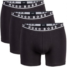 BOSS 3P Cotton Stretch Boxer Brief Long Sort bomuld Small Herre
