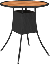 vidaXL Utendørs spisebord svart Ø 70 cm polyrotting og heltre akasie