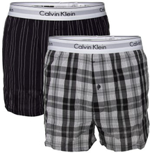 Calvin Klein Kalsonger 2P Modern Cotton Woven Slim Fit Boxer Svart mönstrad vävd bomull Small Herr