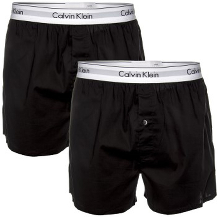 Calvin Klein Kalsonger 2P Modern Cotton Woven Slim Fit Boxer Svart vävd bomull Large Herr