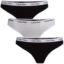 Calvin Klein Trusser 3P Carousel Thongs Sort/Hvid bomuld Small Dame