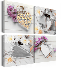 Canvas Tavla - Hearts and flowers - 40x40