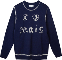Grand Cerf I Love Paris Strikkegenser M. Rund Krage Marineblå Maison Labiche Paris*Betinget Tilbud