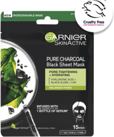 Garnier Pure Charcaol Black Algae Purifying & Hydrating Pore-Tightning Sheet Mask Beauty WOMEN Skin Care Face Face Masks Sheet Mask Nude Garnier*Betinget Tilbud