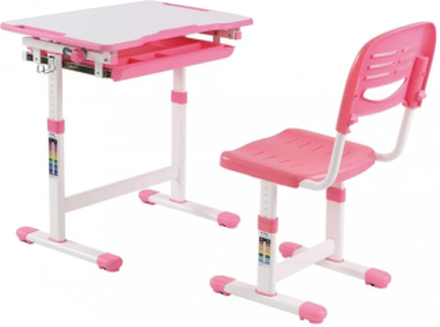 Vipack Justerbart skrivbord för barn med stol Comfortline 201 rosa vit