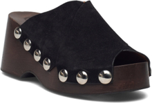 Retro Peep Toe Wood Sandal Shoes Summer Shoes Sandals Svart Ganni*Betinget Tilbud