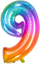 Sifferballong Regnbågsfärgad Stor - Siffra 9