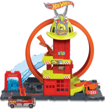 City Super Loop Fire Station Toys Toy Cars & Vehicles Race Tracks Multi/patterned Hot Wheels