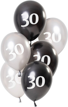 Ballonger Vit/Svart 30 År - 6-pack
