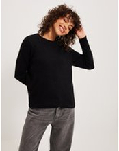 Selected Femme - Stickade tröjor - Black - Slflulu Ls Knit O-Neck B Noos - Tröjor - Knitted sweaters