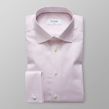 Eton Classic fit Rosa mikromönstrad skjorta – Dubbel manschett