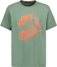 SUBLEVEL Herren Rundhals-T-Shirt mit Frontprint "Wavey Trxs" aus reiner Baumwolle H12022M21331A 001 Grün