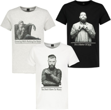 SUBLEVEL Herren veganes Baumwoll-T-Shirt mit verschiedenen Frontprints H12022Z22429B Weiß, Schwarz oder Grau