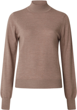 "Ellen Merino Wool Mock Neck Sweater Tops Knitwear Jumpers Brown Lexington Clothing"