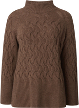 "Elisabeth Recycled Wool Mock Neck Sweater Tops Knitwear Jumpers Brown Lexington Clothing"