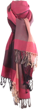 Pashmina sjaal met kleurvlakken in hardroze en beige