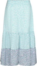 "Enora Tiered Midi Skirt Knælang Nederdel Blue French Connection"