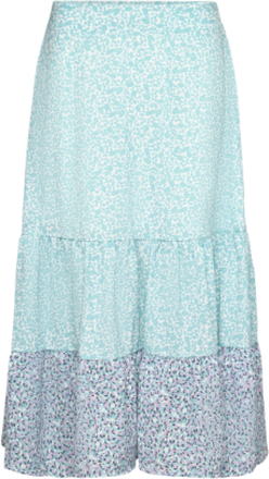 Enora Tiered Midi Skirt Knælang Nederdel Blue French Connection