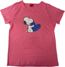 The Peanuts Snoopy Damen Comic T-Shirt Kurzarm-Shirt mit süßem Snoopy-Print Fan-Shirt Pyjama-Shirt Sofa-Shirt aus Baumwolle Pink Rosa
