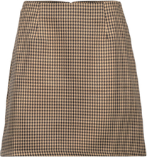 Short Skirt In Houndstooth Kort Nederdel Beige Coster Copenhagen