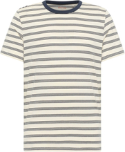 Style Alex C Stripe T-shirts Short-sleeved Hvit MUSTANG*Betinget Tilbud
