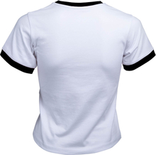 Stranger Things Hellfire Club Women's Cropped Ringer T-Shirt - White Black - XL