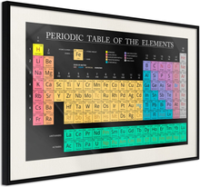 Plakat - Periodic Table of the Elements - 60 x 40 cm - Sort ramme med passepartout