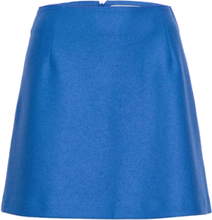 Women Mini Skirt Light Pressed Wool Kort Skjørt Blå Harris Wharf London*Betinget Tilbud