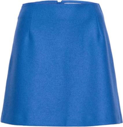 Women Mini Skirt Light Pressed Wool Kort Skjørt Blå Harris Wharf London*Betinget Tilbud