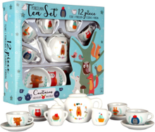 Little Woodies - 12 Pcs Porcelain Tea Set Toys Toy Kitchen & Accessories Coffee & Tee Sets Multi/mønstret Barbo Toys*Betinget Tilbud