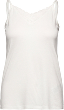 Top With Lace, Lenzing™ Ecovero™ Tops T-shirts & Tops Sleeveless White Esprit Collection